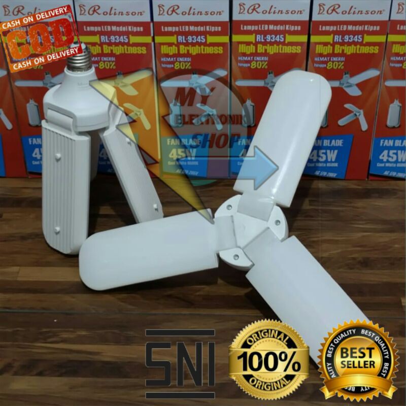 lampu kipas 45W LED ROLINSON model Kipas 3 baling" FAN BLADE RL-9345