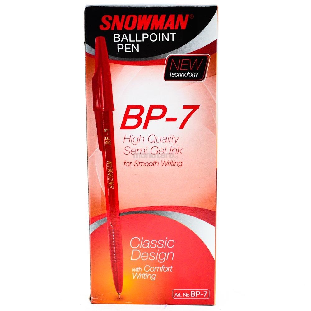 

(1PAK ISI 12PCS)SNOWMAN BALLPOINT BP-7 MERAH