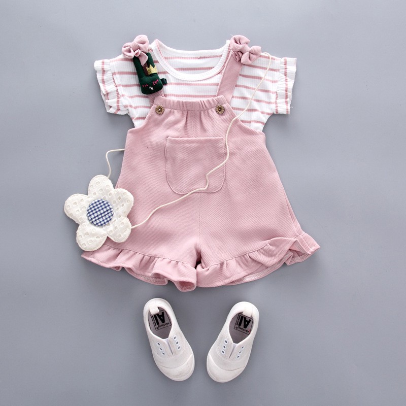 Overall Salur Baju Anak Perempuan 2IN1 Baju Import