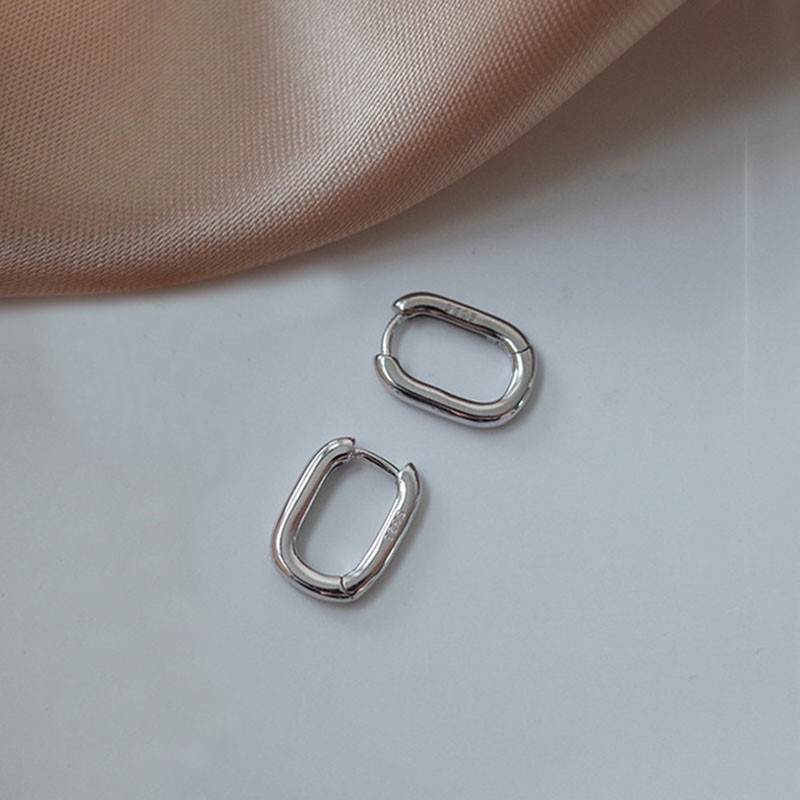 [ACKER] 18K Emas Perancis U Bentuk Sederhana Angin Dingin Oval Circle Hoop Earrings Untuk Wanita