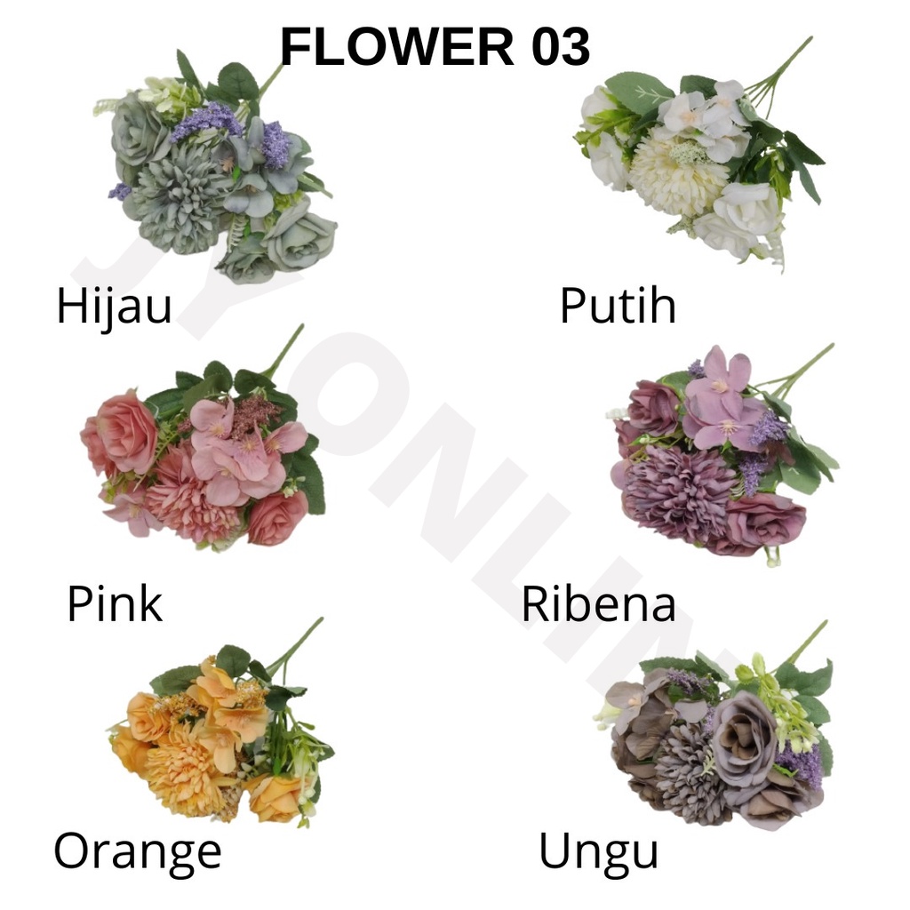 JY FL03 Bunga Hias Hydrangea (Tanpa Pot) Bunga Tangkai Bunga Plastik Tanaman Hias Artificial Dekorasi Rumah Murah