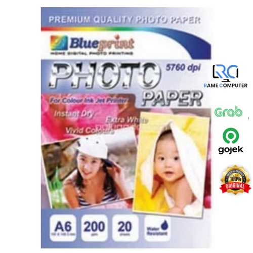 Blueprint Paper Photo A6 Glossy 200gsm / Ukuran Kertas Foto 4R Kecil