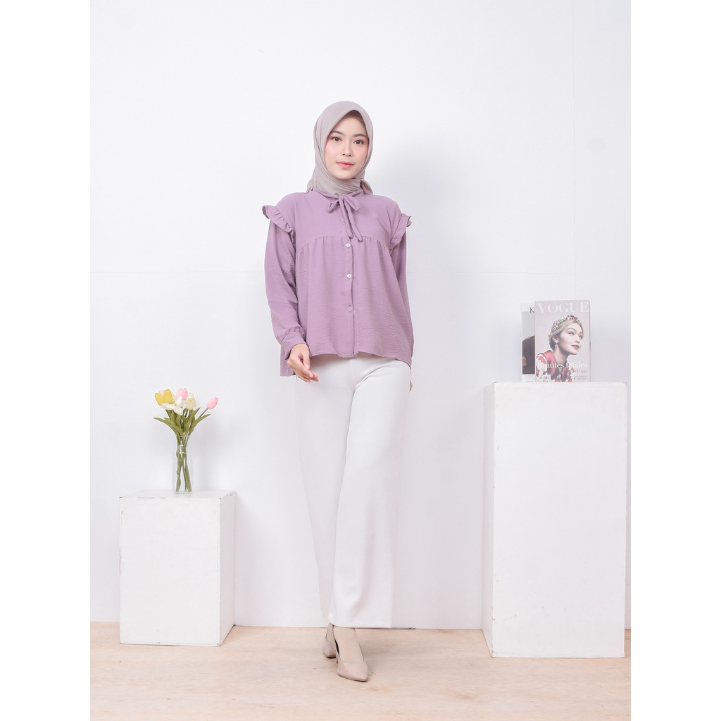 Kana Blouse - Blus Kemeja Rayon Crincle Polos