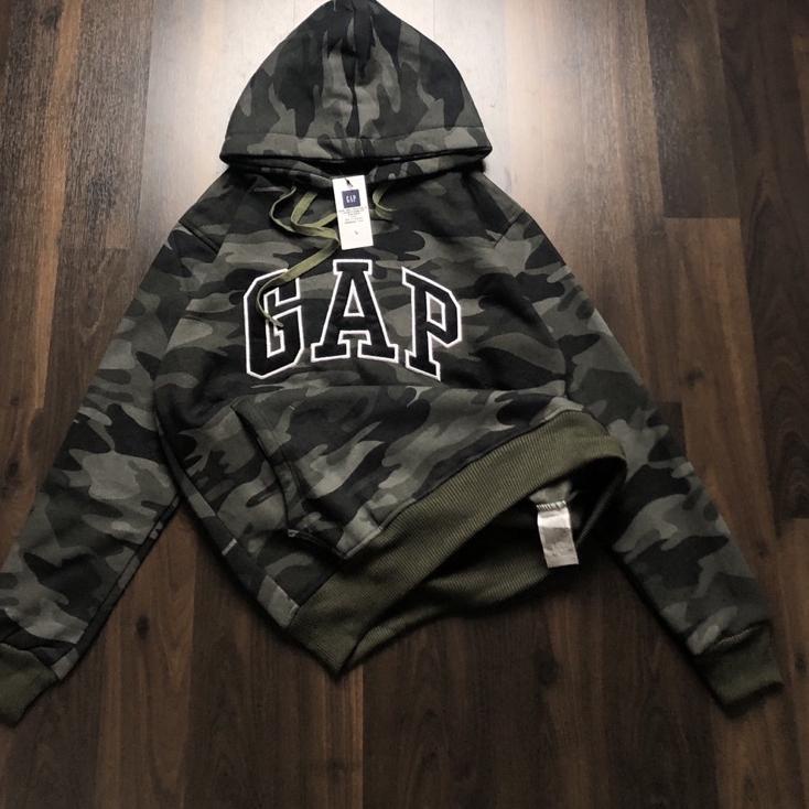 TDEJ Sweater Hoodie GAP Bordir Camo Hijau Army Import Full Tag Wash + Label Mirror 495NJI