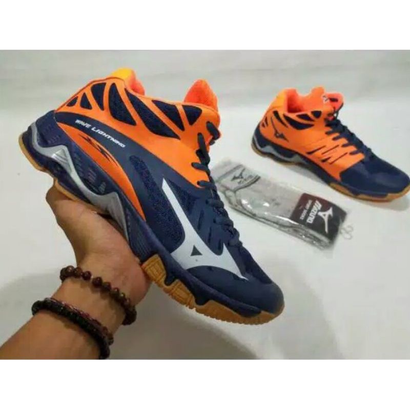 TERMURAH!!! (Bayar Ditempat) TS Sepatu Mizuno Wave Lightning Z5 Navy orange Premium 100% Import Pria