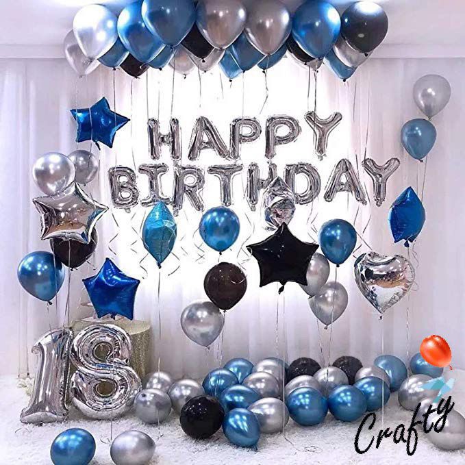 [PAKET] BIRTHDAY Set BLUE SILVER STAR CHROME Dekorasi Backdrop Ulangtahun