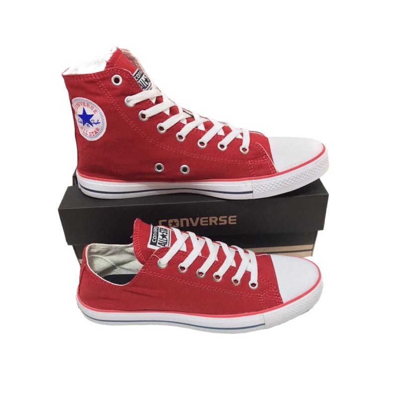 sepatu sneaker converse merah  heigh/low +box