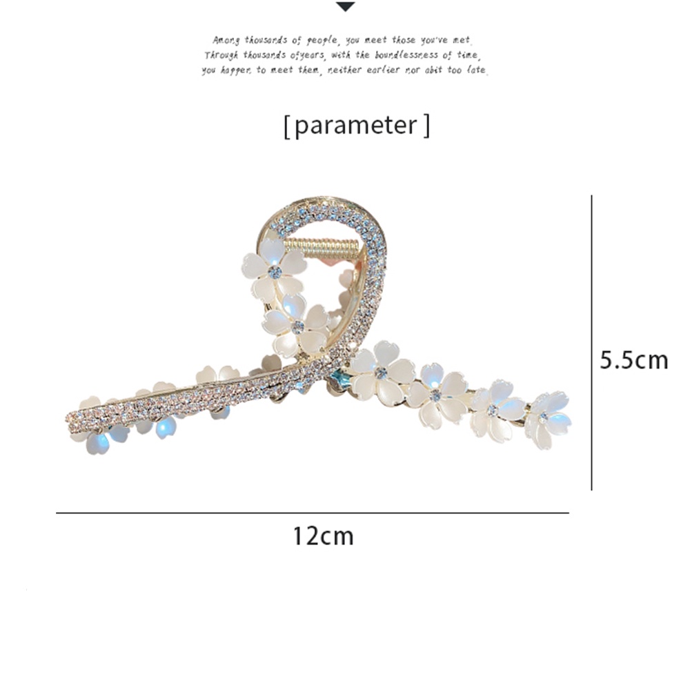 Jepit Rambut Bentuk Bunga Aksen Berlian Imitasi Bahan Metal Untuk Wanita