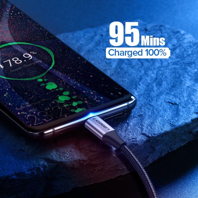 【Stok Produk di Indonesia】Ugreen Kabel Data Fast Charging 3a Tipe C 3m Bahan Nilon Untuk Samsung Galaxy S9 (60408)