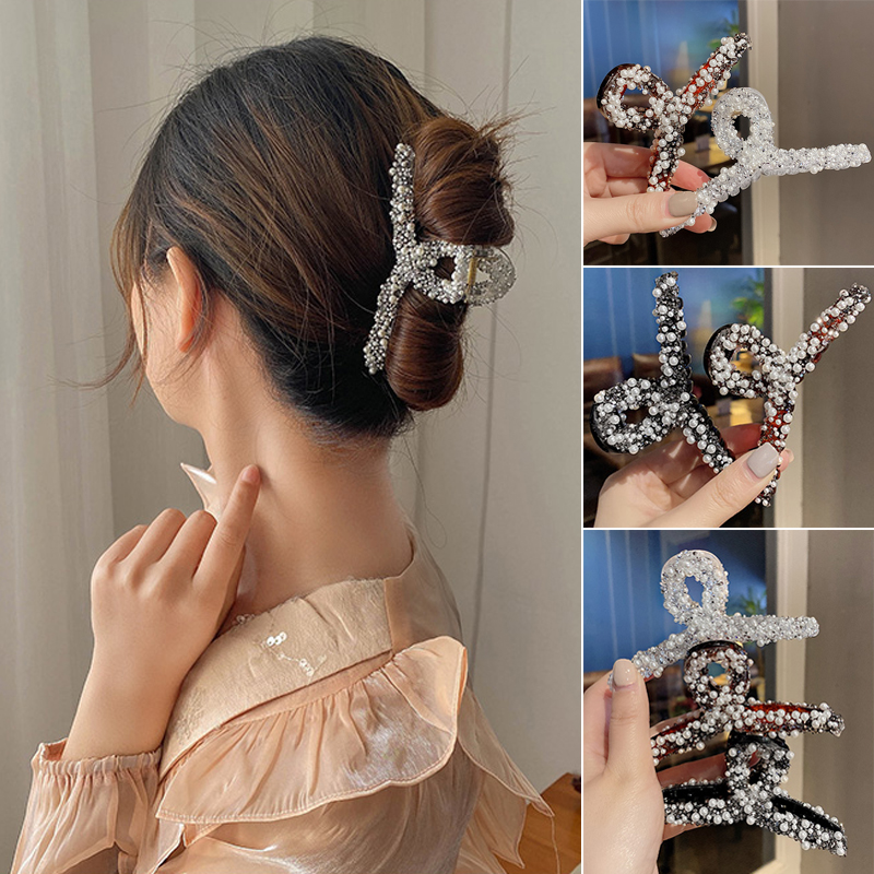 Korean Pearl Diamond Claw Clips Women Fashion Hair Clip Temperament Hair Clamps Girls Hair Accessories