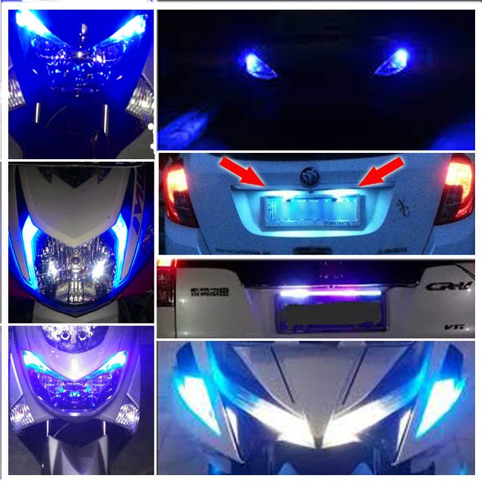 T10 Jelly Lampu LED Senja kota Motor Mobil - biru Ice Blue - 6 mata