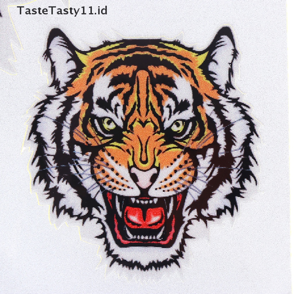 1 Lembar Stiker Vinyl Motif Tiga Kepala Harimau Untuk Mobil / Motor