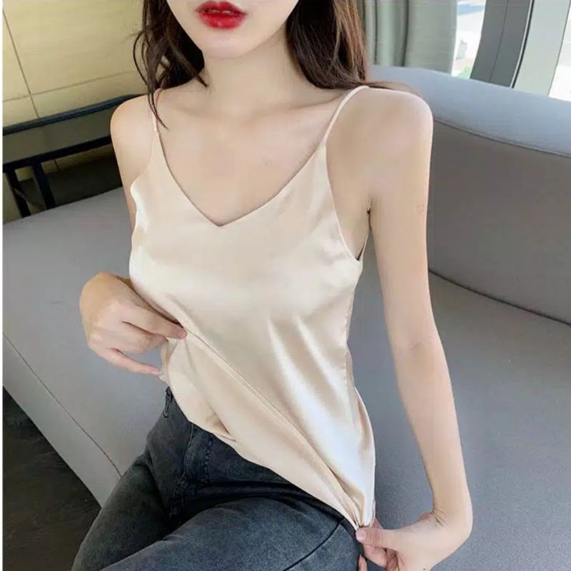 [READY] KOREAN TOP SATIN/TANK TOP SATIN/ATASAN SATIN/ATASAN CASUAL/ATASAN WANITA (XS-XL) AN0012-1