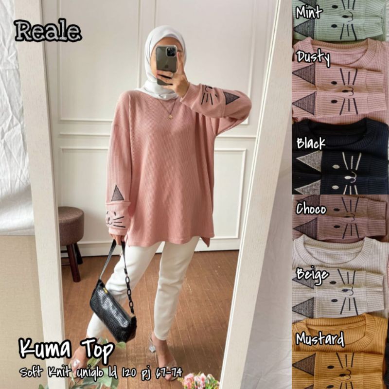 KUMA TOP KNIT - ATASAN KAOS RAJUT UNIQLO SOFT KNIT - JUMBO - OVERSIZE SHIRT