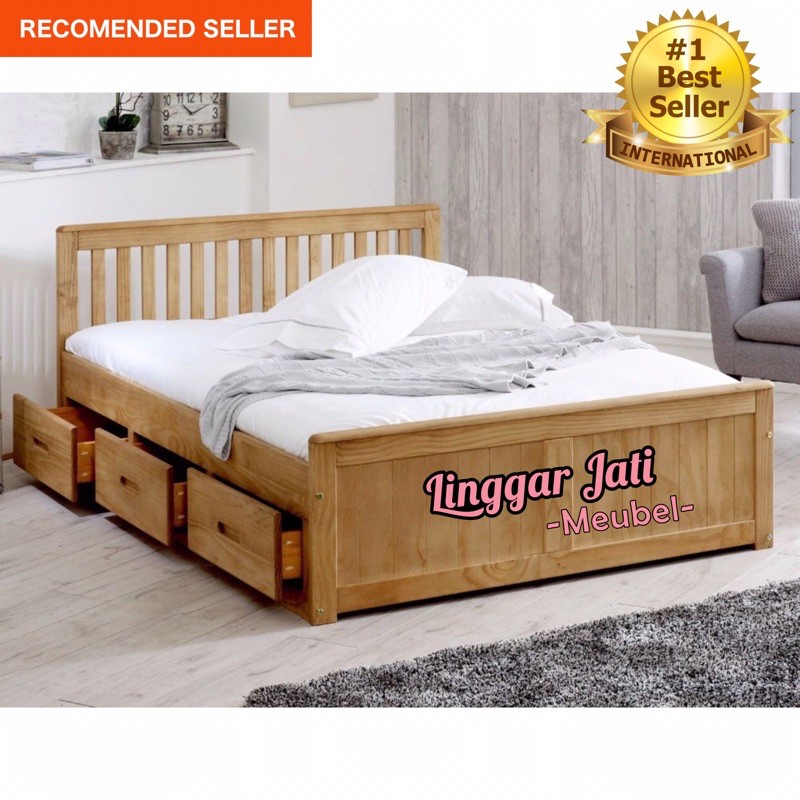 Jual TEMPAT TIDUR JATI BED MODERN DIVAN KAYU MURAH DIPAN MINIMALIS