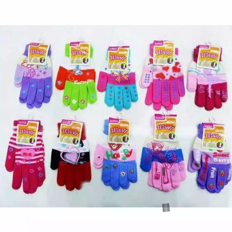 TOKO KL | Sarung tangan wanita dewasa motif belang anti slip woll sarung tangan motor bahan lembut termurah