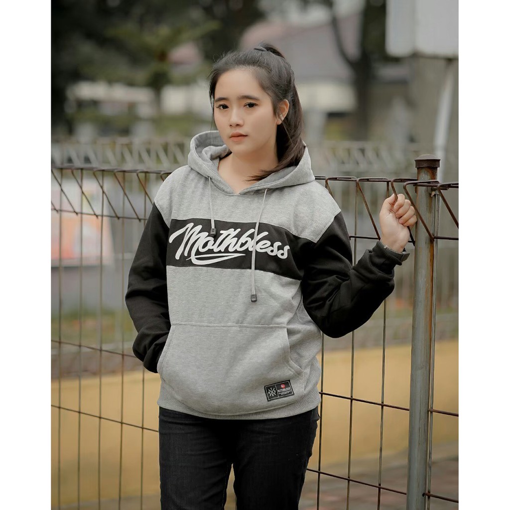 Jaket Hoodie MOTHBLES MIDDLE WRITING – Gray Edition Trendy Casual  Unisex Good Brand Quality Stylish