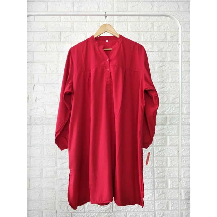 Tunik polos viscose merah cabe - M
