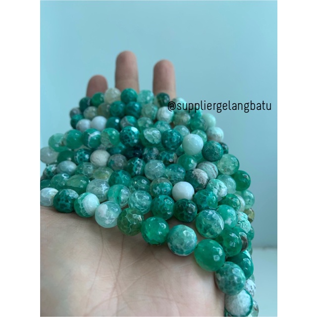 bahan CUTTING GREEN WHITE PERSIAN JADE 10mm batu import putih hijau