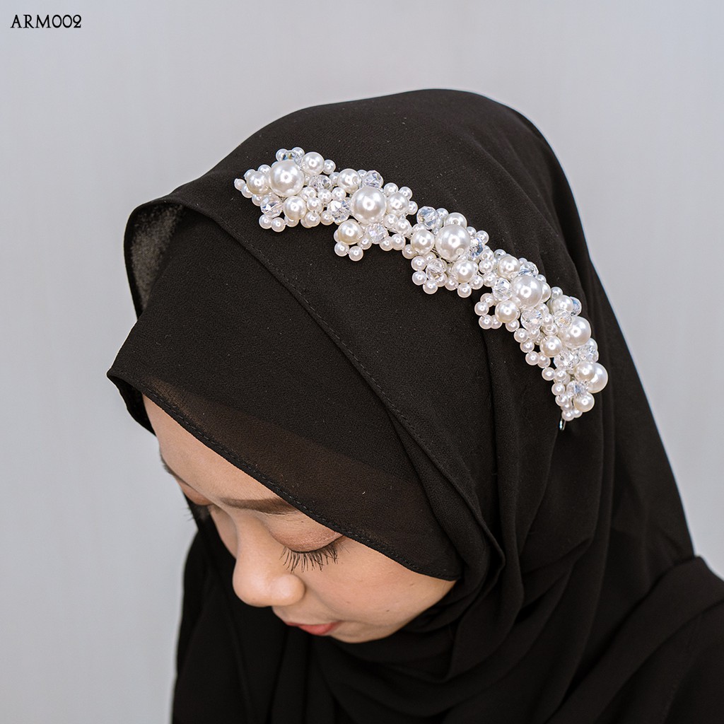 [SIAP KIRIM] AKSESEORIS WEDDING MODERN MUTIARA HEADPIACE HIJAB ARM002