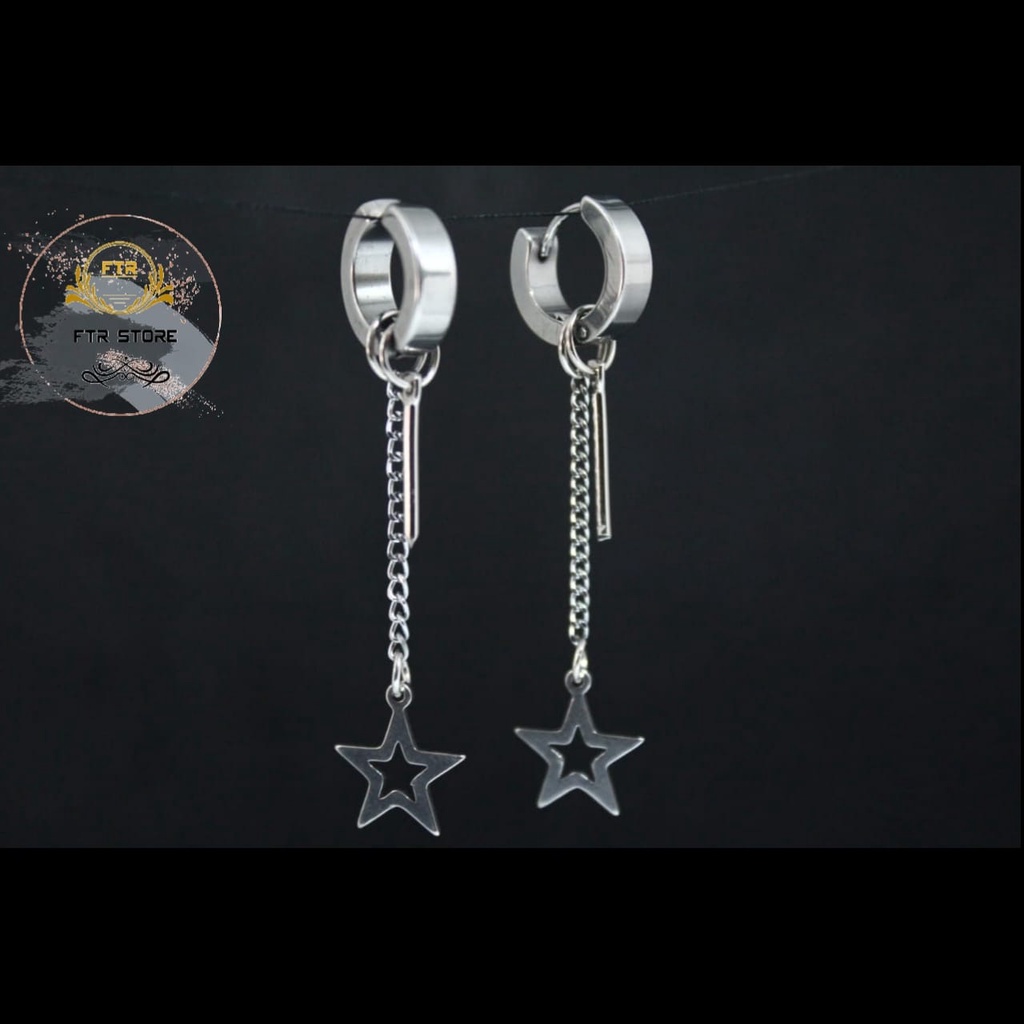 IP-AC anting style Korea model gantungan bintang / anting jepit Korea / anting tindik korea/ anting