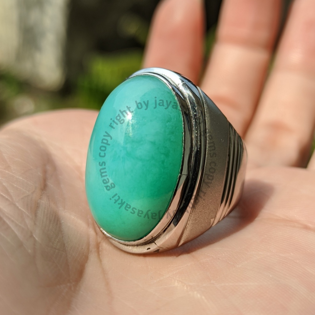 Natural Batu Akik Bacan Doko Pido Full Kristal Ring Monel BDP04