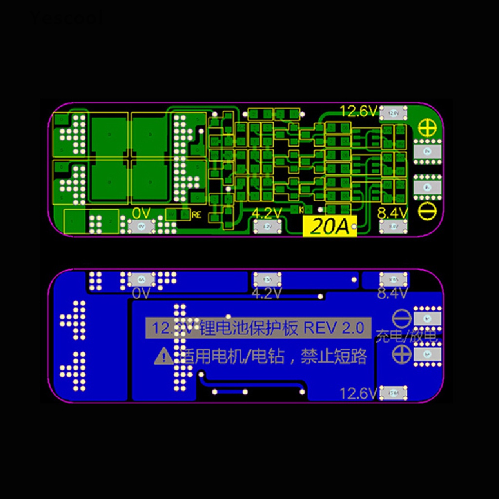 Yescool 3S 20A Li-ion Lithium 18650 Charger PCB BMS 12.6V