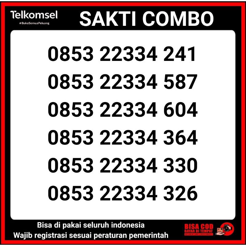 Jual Nomor Cantik Telkomsel As Kartu Sakti Combo 17GB Unlimited Gratis