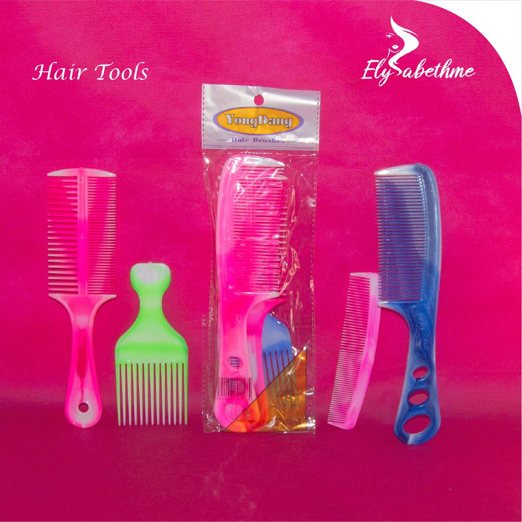 ✿ELYSABETHME✿ sisir Set 4in1 salon imut aksesoris anti rambut kusut mudah diatur hair comb