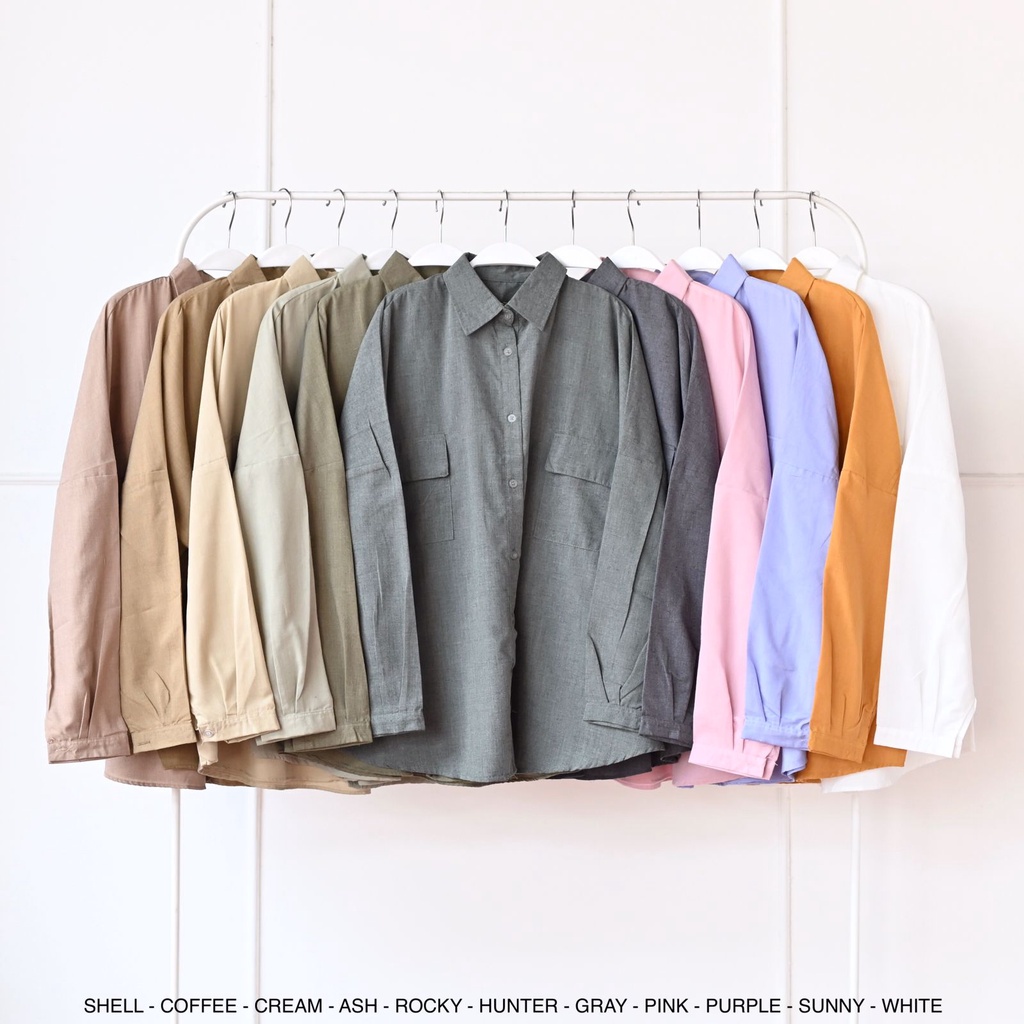 Kemeja Wanita Jumbo Polos DMR RAVENNA Shirt Busui Bigsize Besar Kantor Kerja Lengan Panjang Korea Kekinian Perempuan Muslimah Remaja Grosir