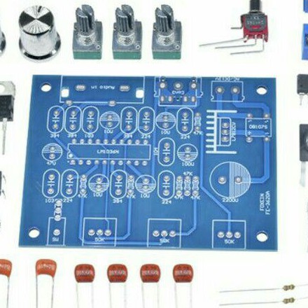 Diy LM1036N Tone control Stereo Hi-Fi Board Kit DIY Tegangan DC / AC 12V