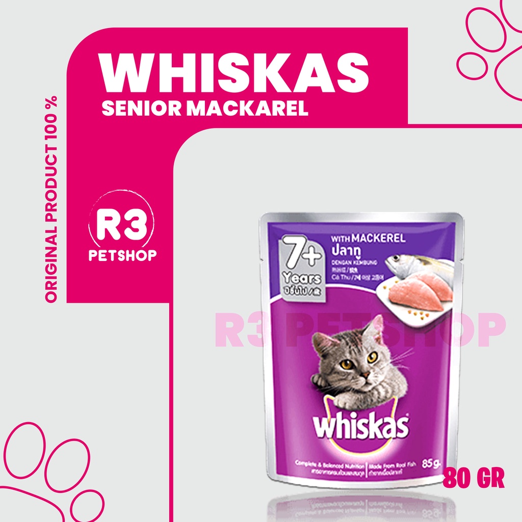 Makanan basah murah untuk Kucing WHISKAS Pouch 80gr All Varian