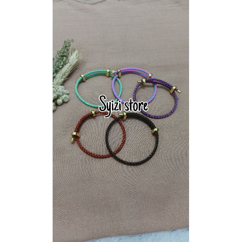 (free stoper) gelang ongsrot warna kombinasi/gelang tali serut/gelang tali ongsrot/ gelang kawat