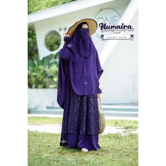 HUMAIRA SET AZDA | HUMAIRA IED SERIES SET BY AZDA ORI | Gamis Set Polos Kombi Emboss | Gamis Set Kon