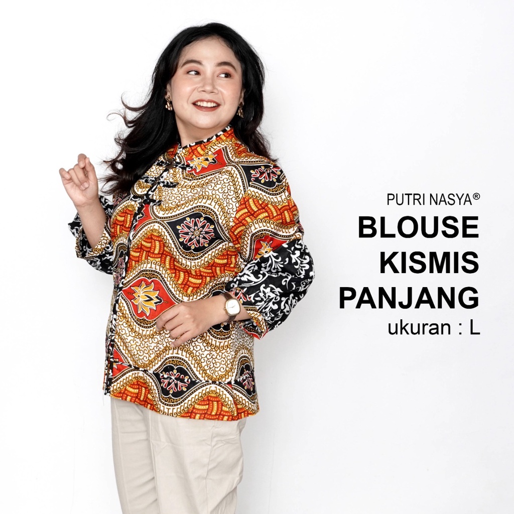 Atasan Batik Jumbo Wanita Kerja Blouse Big Size Wanita S-M-L-XL-2L-3L-4L-5L-6L-7L Blus Jumbo Kerja Seragam Batik / Atasan Batik Kantor Model Terbaru / Pakaian Batik Kekinian LD 140 Wanita