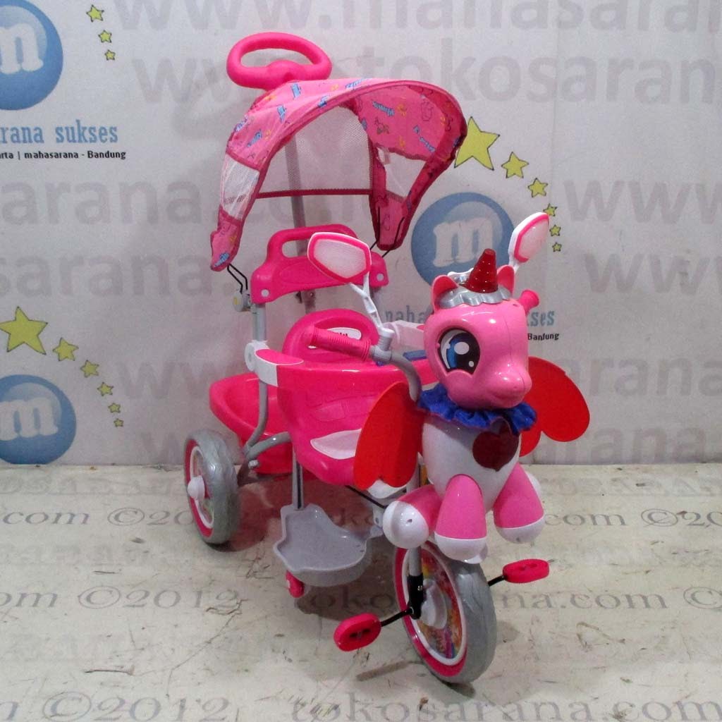 Bandung Go-Send Family F993GT Unicorn Kanopi Mainan Bisa Dilepas Sepeda Roda Tiga Pink
