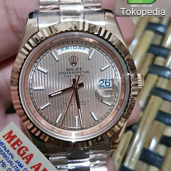 JAM TANGAN COWOK ROLEX DAY-DATE FULLROSE SUPER PREMIUM AAA