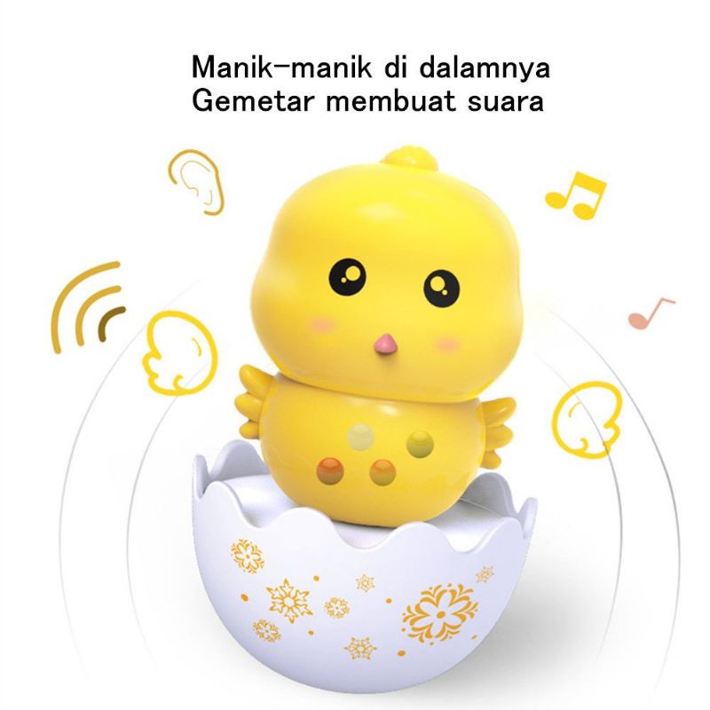 Mainan Edukasi Anak Bayi Telur Tumbler Mainan Boneka Goyang Motif Animal Bentuk Telor Telur Lucu Bisa Goyang