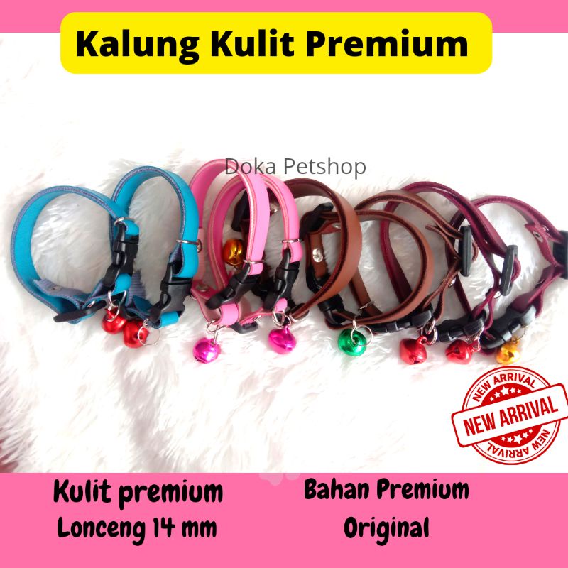 Kalung Kucing Kulit Premium Lonceng 14 mm