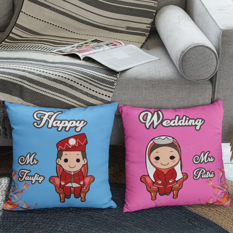 Bizzarpillow Bantal Couple Kado Wedding Custom 40x40cm BZ179