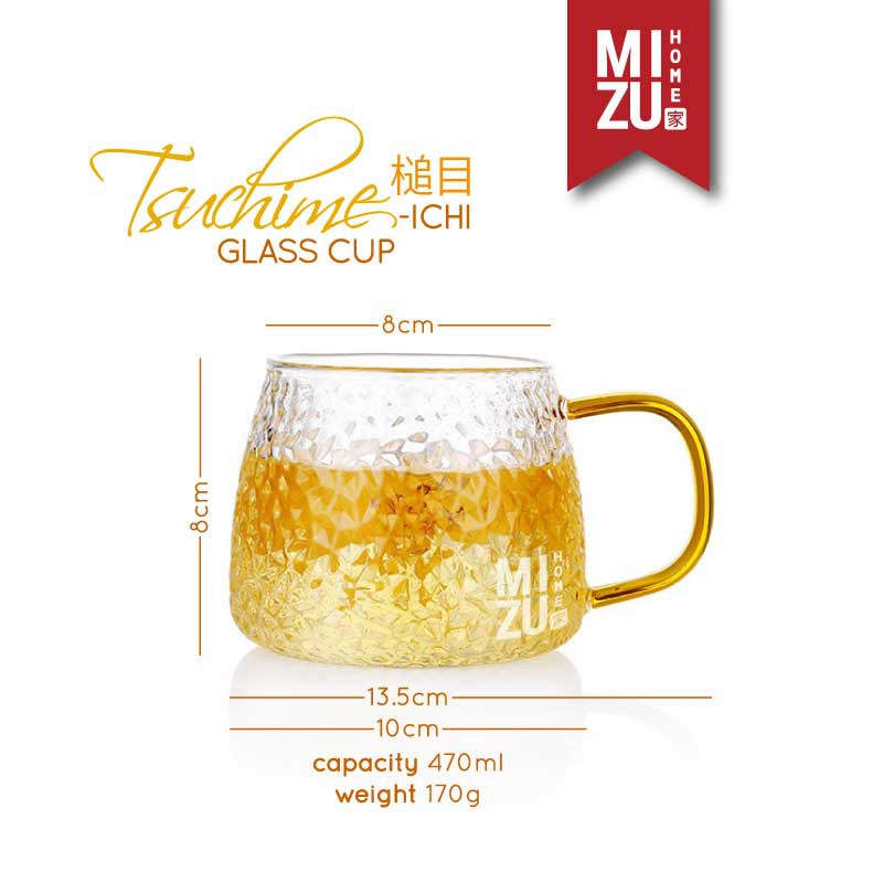 MIZU TSUCHIME-ICHI Glass Cup Japanese Hammered Mug Cangkir Kaca Cangkir Minum Air Teh Kopi Jepang-7