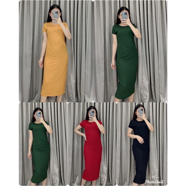 DRESS LONG MAVY POLOS/DRESS CASUAL WANITA