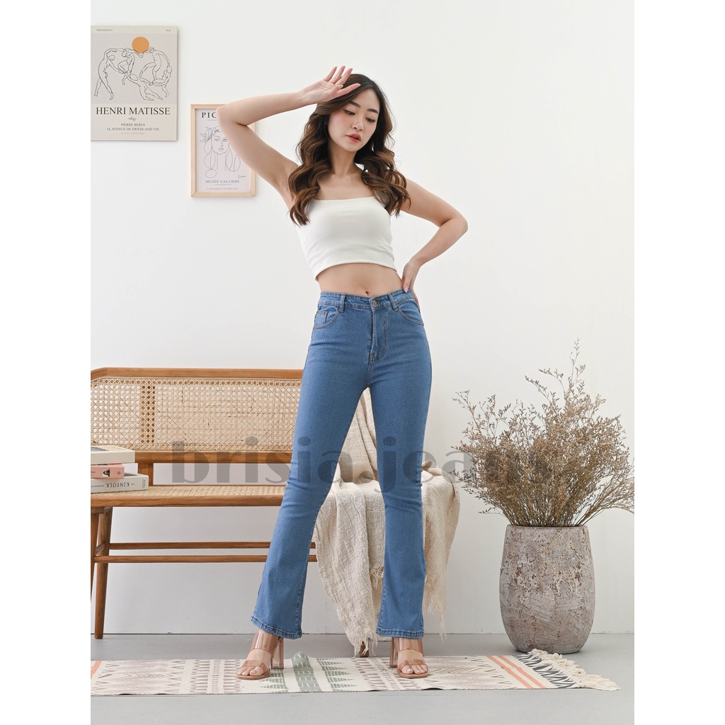 [SIZE 28-38] NA-EUN Highwaist Cutbray Jeans - 4 WARNA