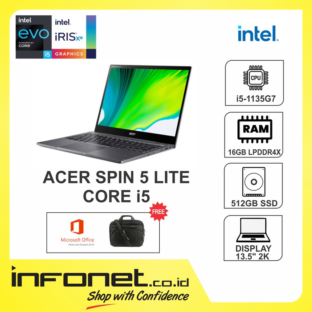 ACER SPIN 5 LITE SP513-55N-58YY EVO i5 1135G7 16GB 512GB SSD INTEL IRIS XE 13.5" 2K WIN10 OHS