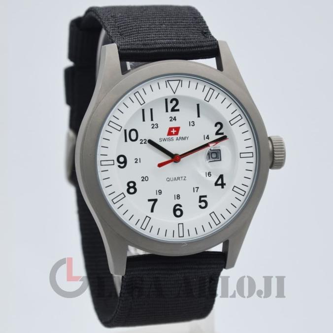 

Swiss Army Quartz Kanvas / Nylon SA-1881G Tanggal Doff Putih TERMURAH Kode 1006