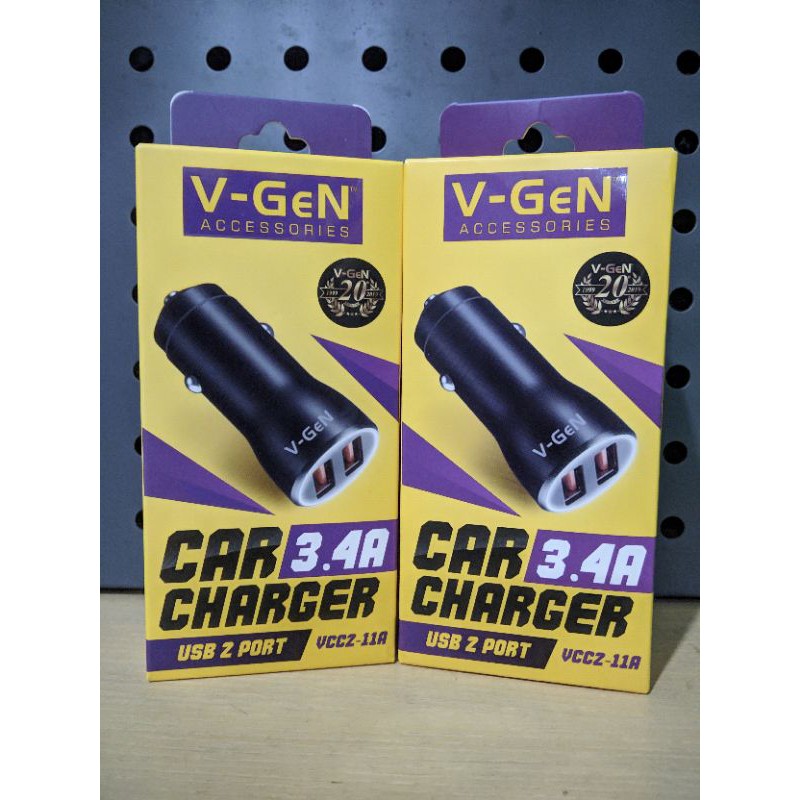 Car Charger V-Gen VCC2-11A. Usb 2 Port, 3.4A.