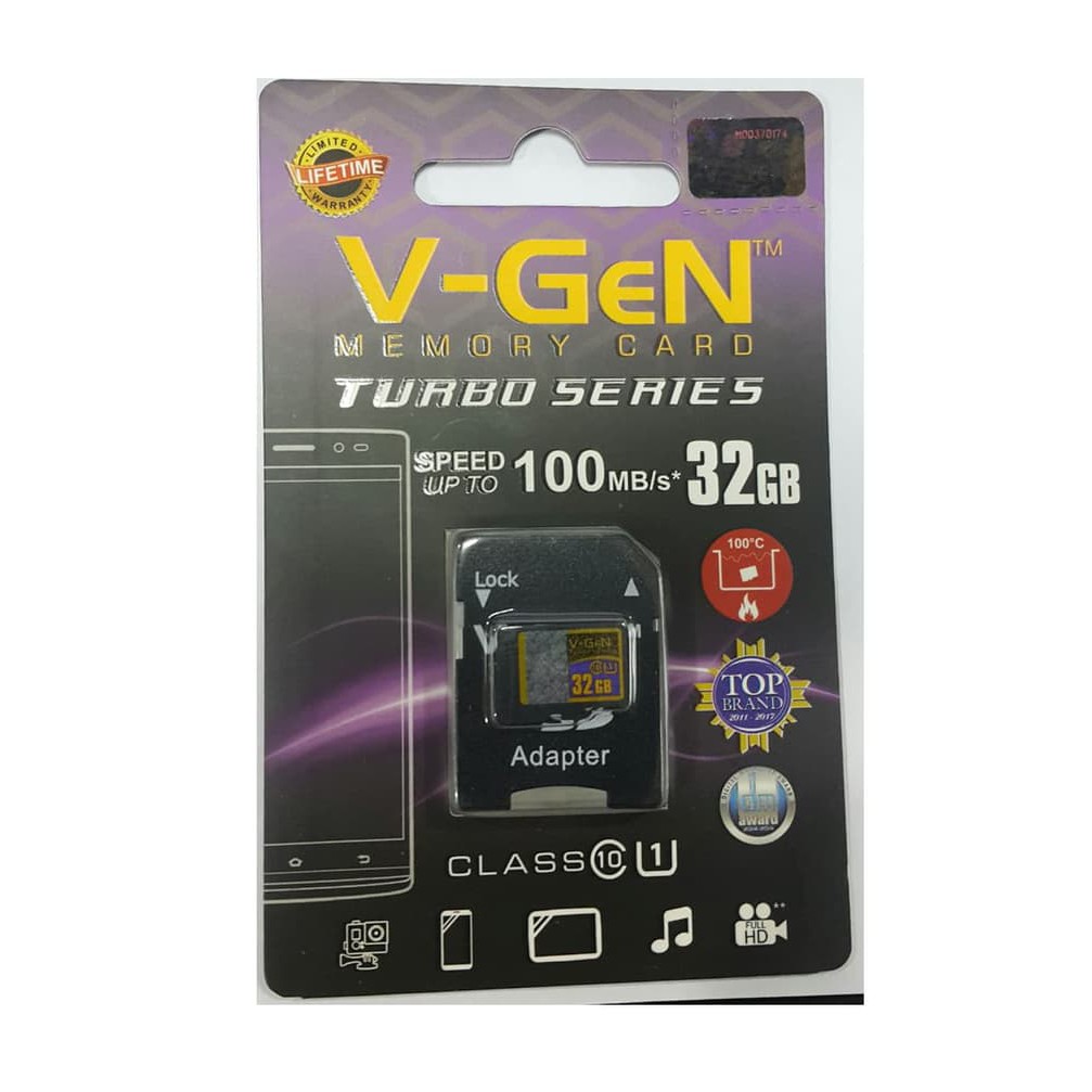 MicroSD Vgen 32 Turbo Class 10 Adapter Speed Up To 100mbps Original