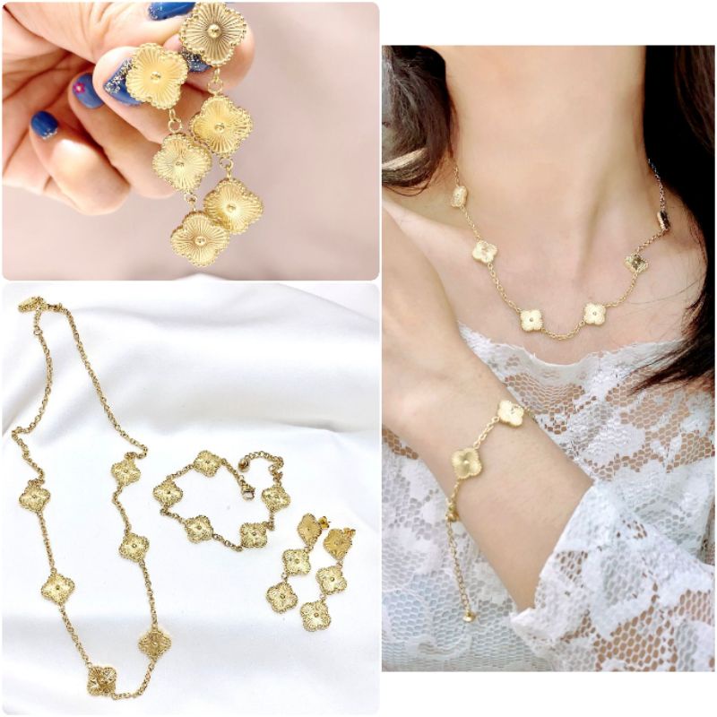 Kalung Gelang Anting Motif elv Gold  Bahan Titanium Asli Premium Quality anti karat anti alergi Stainless steel ori  S-030