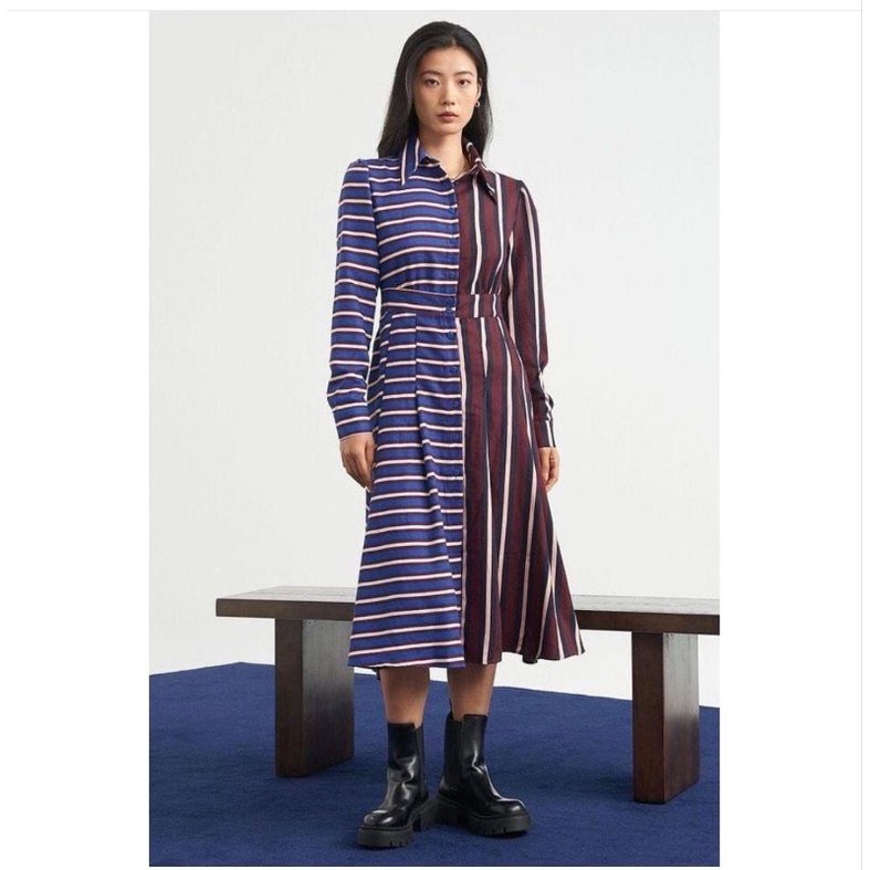 Midi Dress Salur Import Premium Katun Silk