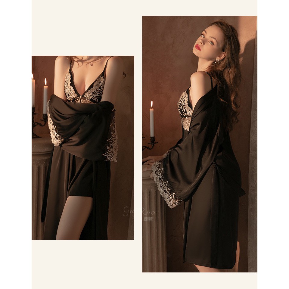 Sexy Lace V-Neck Lingerie Night Dress 8123